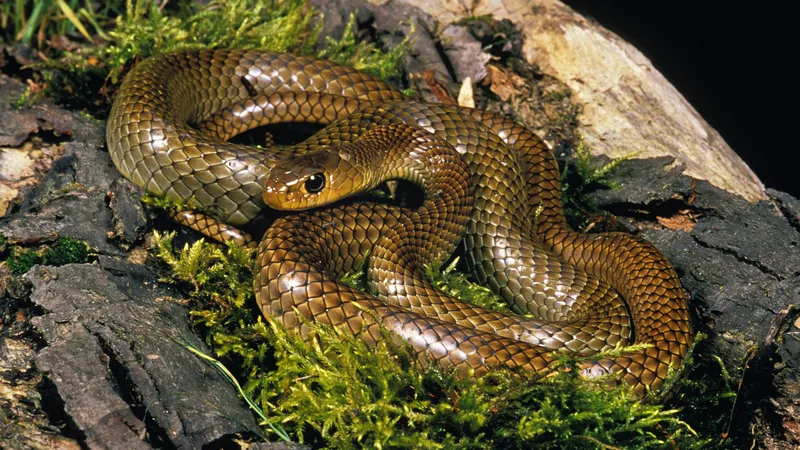 Rắn ráo thường trưởng thành với thân thon dài, màu nâu ô-liu phổ biến